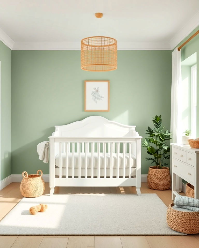 sage green nursery walls for neutral backdrop