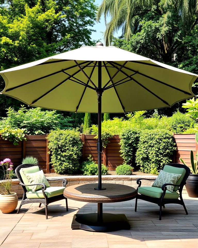 sage green patio umbrella for comfort