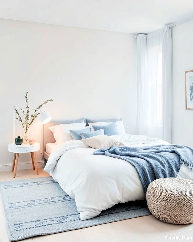 scandinavian light blue touches bedroom