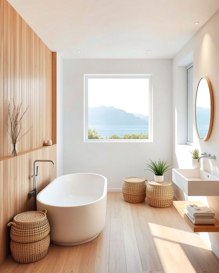 scandinavian simplicity pool bathroom