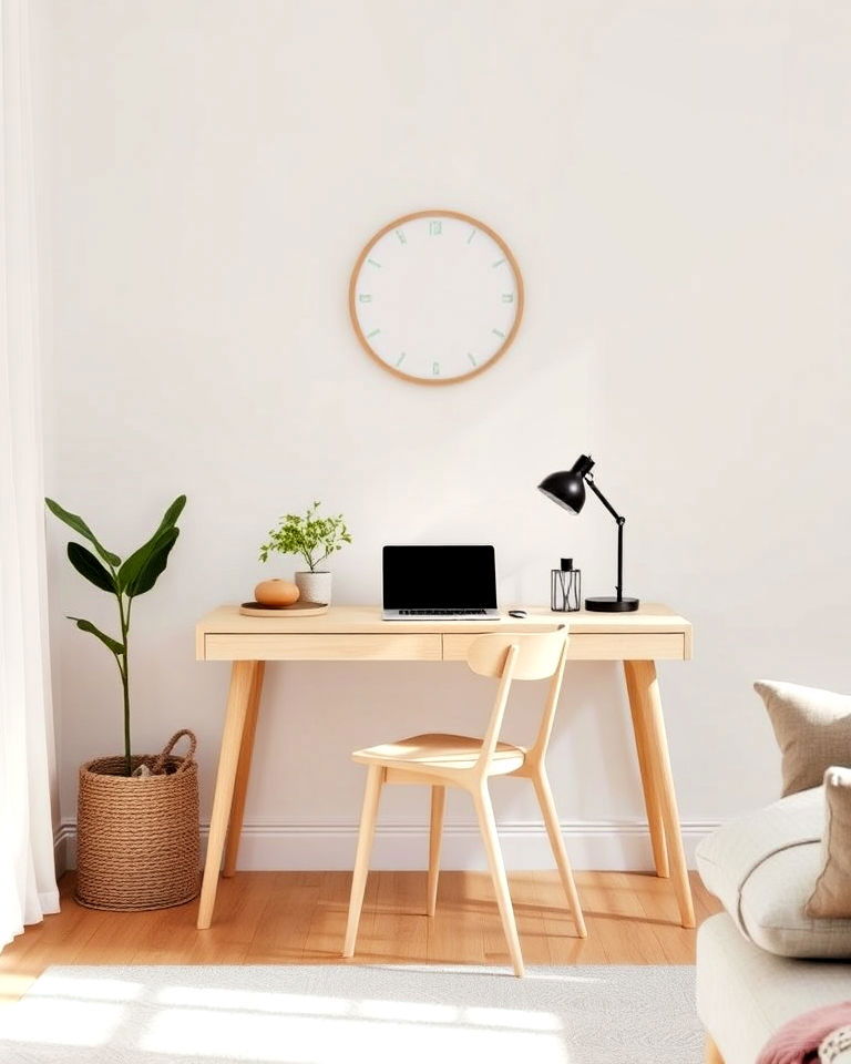 scandinavian style workspace in your living room