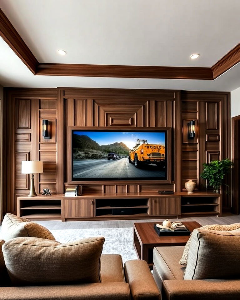 sculpted wood trim accent wall idea