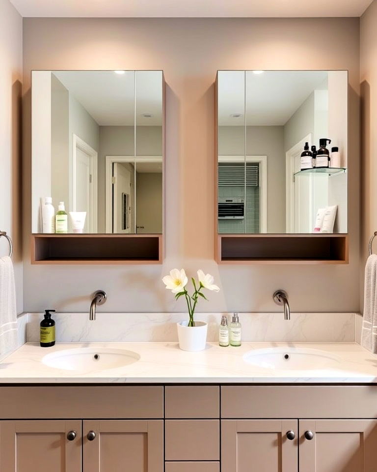 separate medicine cabinets for couples