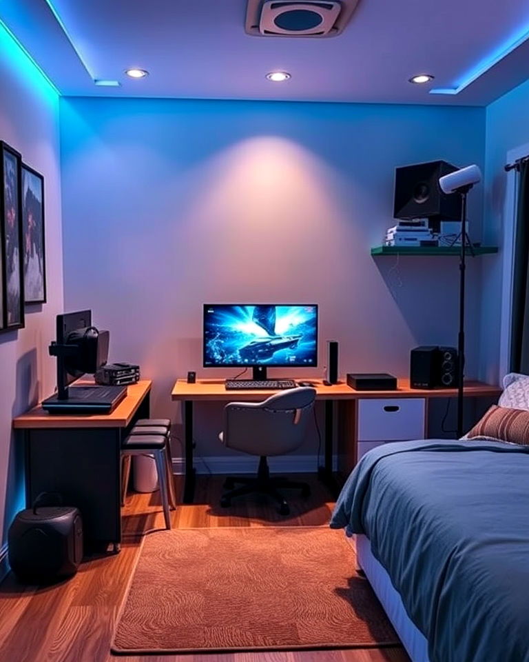 set up a virtual reality corner in a boys bedroom