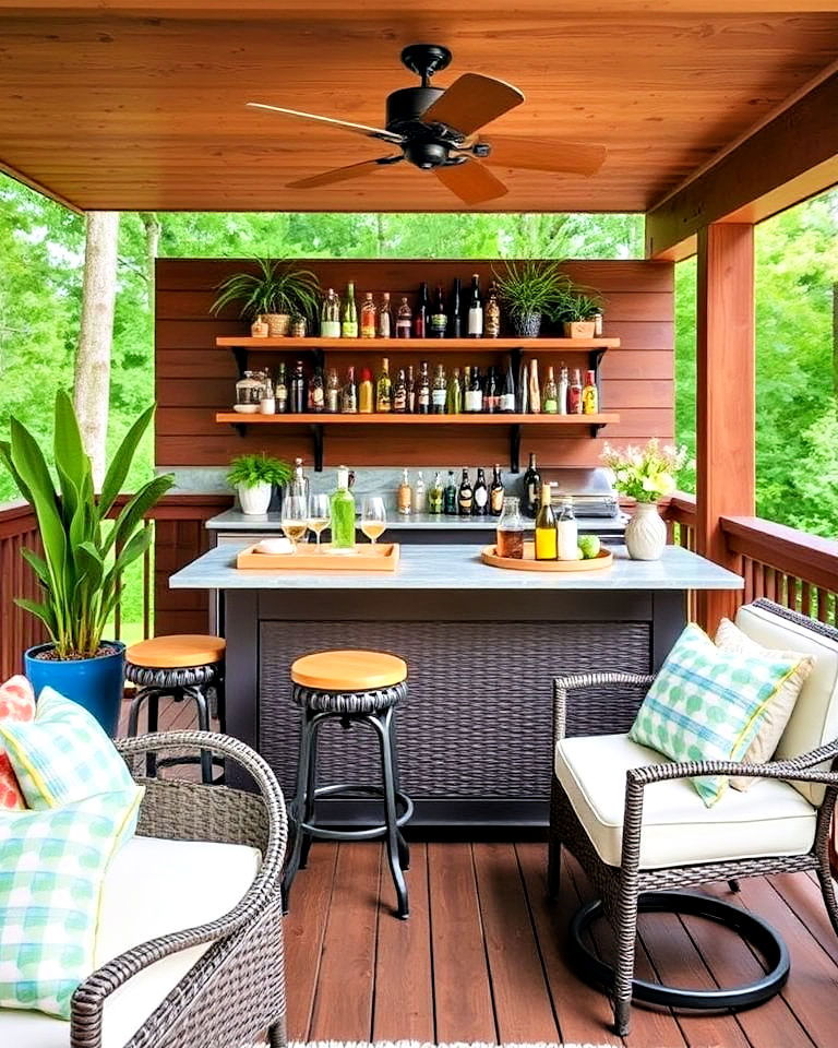 set up an outdoor bar area on deck