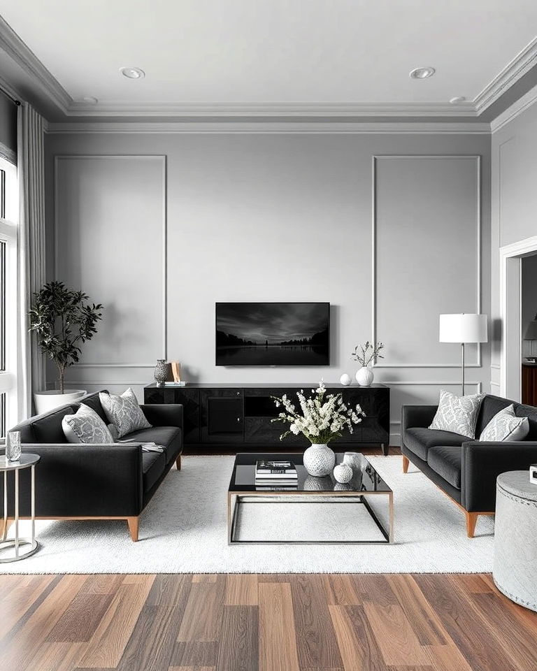 shades of gray monochromatic living room