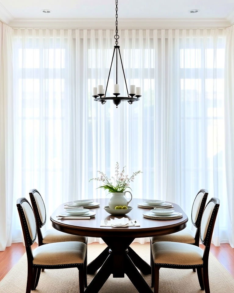 sheer white curtains for the dining room