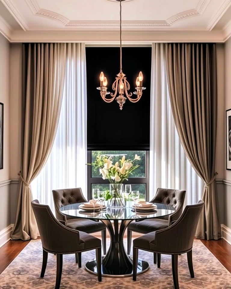 sheers and blackout curtains for the dining room