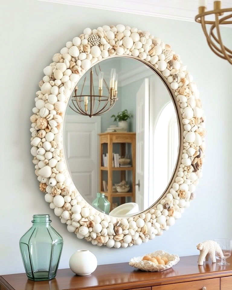 shell encrusted mirrors frame