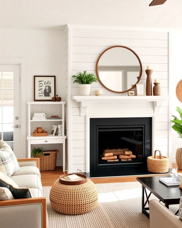 shiplap fireplace accent wall