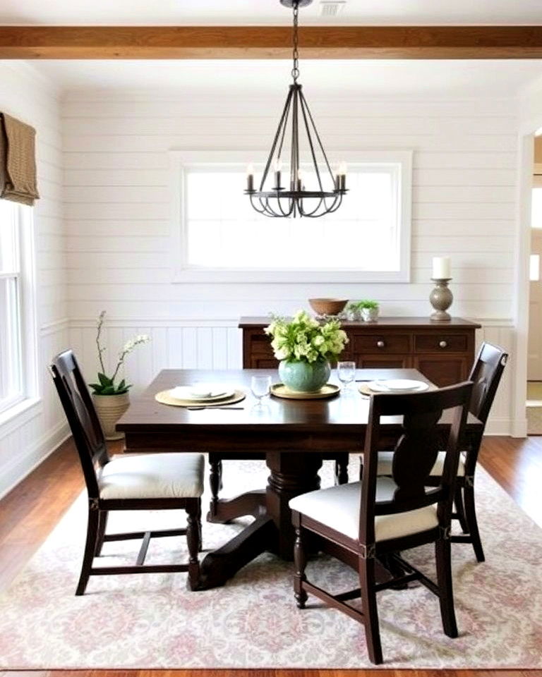 shiplap wainscoting for rustic dining rooms