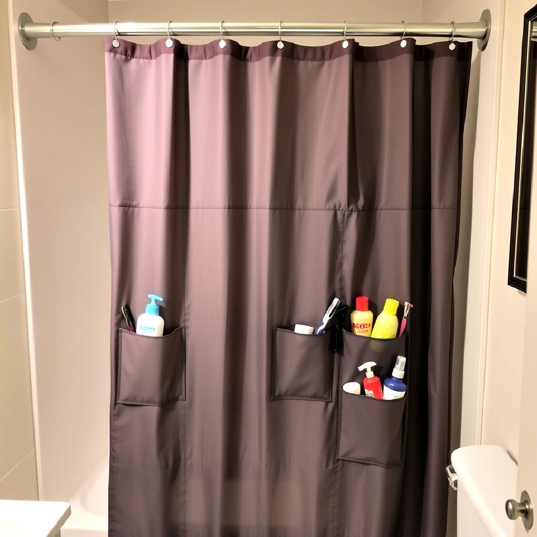 shower curtain with pockets to add storage