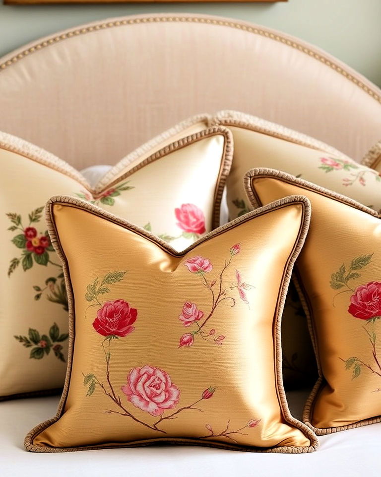 silk throw pillows for your chinoiserie bedroom