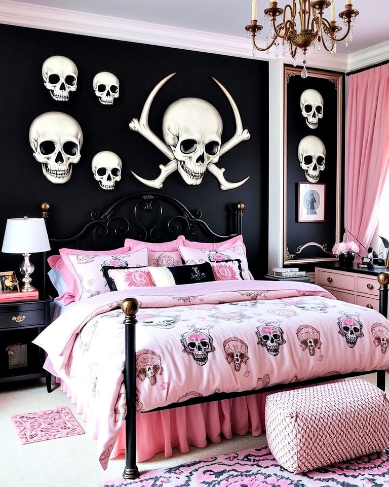 skull décor with pastel touches