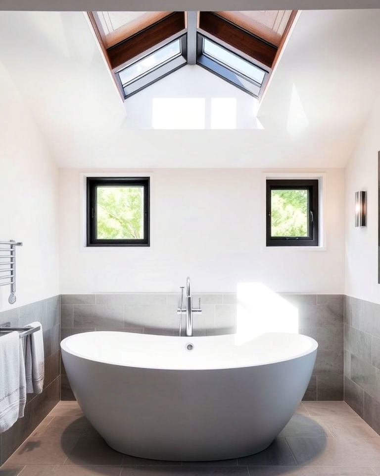 skylights for a natural and airy bathroom feel