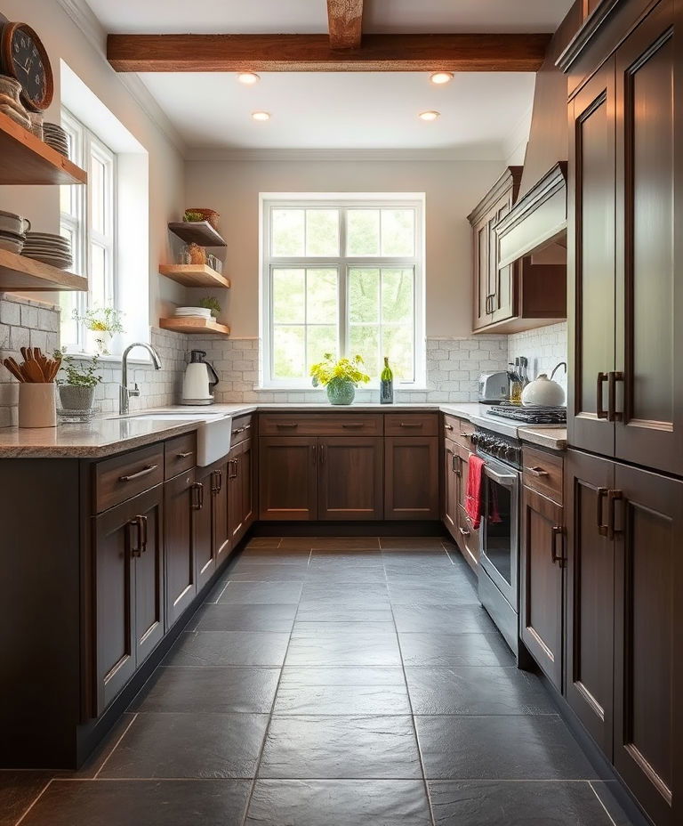 slate floor in a galley kitchen slate floor in a galley kitchen