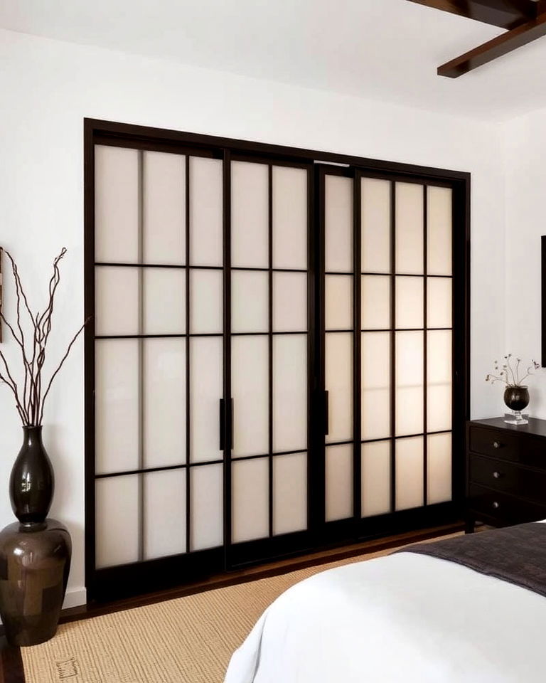 sleek and functional sliding shoji closet doors