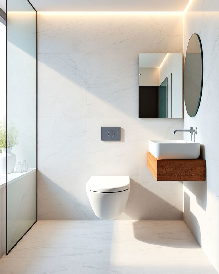 sleek and modern floating toilet