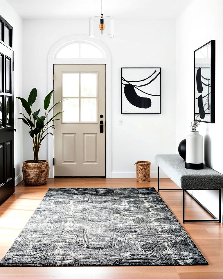 sleek and modern monochrome minimalist rug