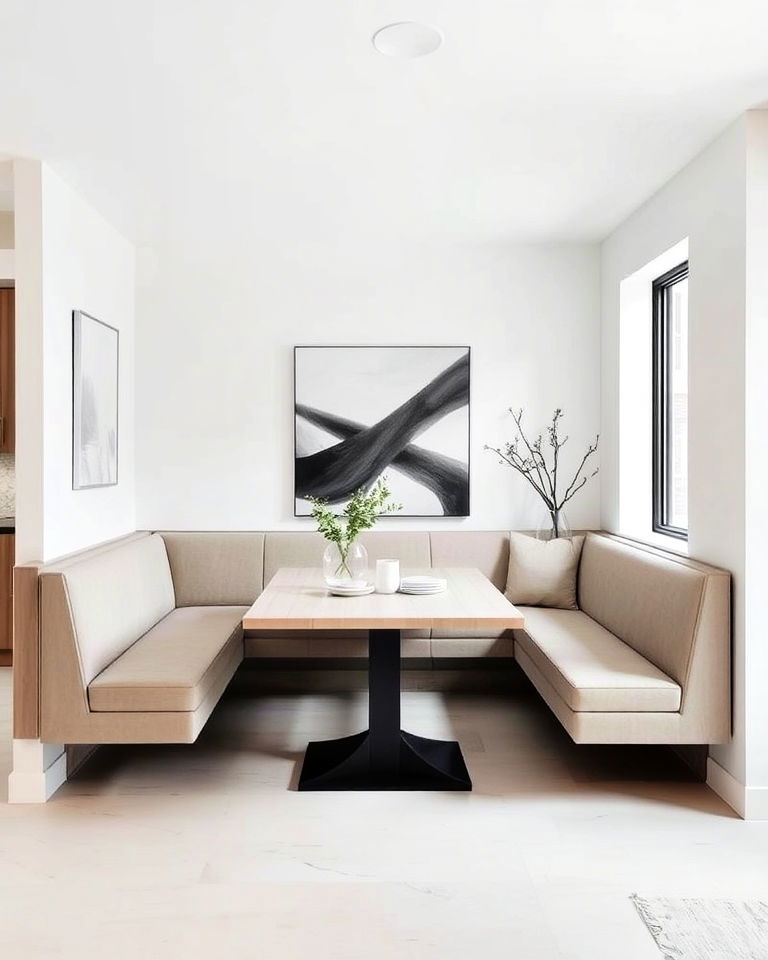sleek and simple minimalist banquette seating