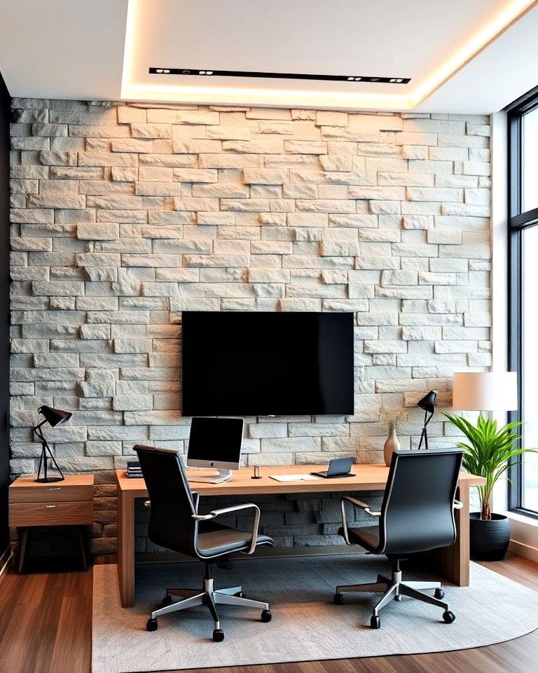 sleek and uniform contemporary office stone wall