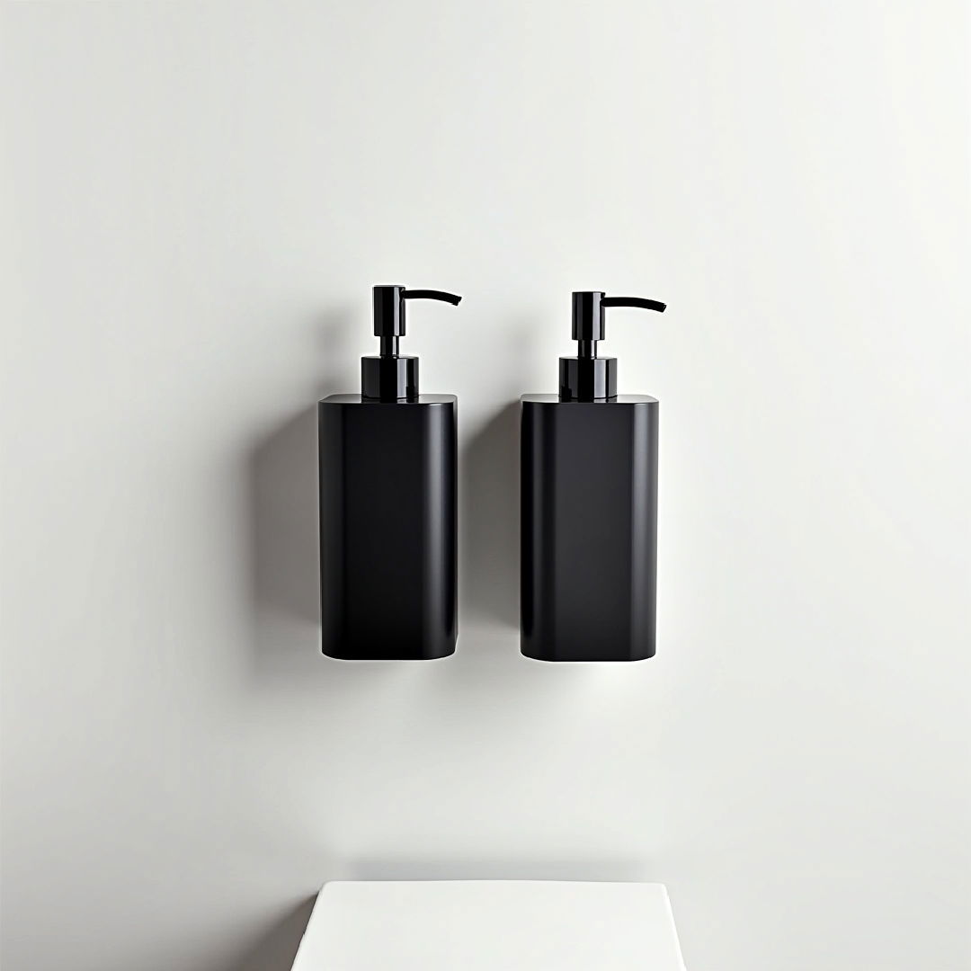 sleek black wall mounted toiletries dispenser