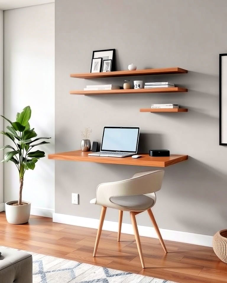 sleek floating desk design for your living room