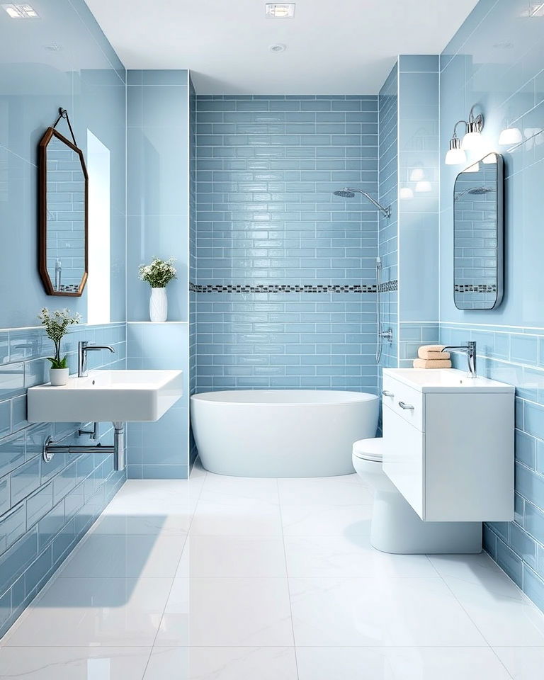 sleek glass tile floor for bathroom