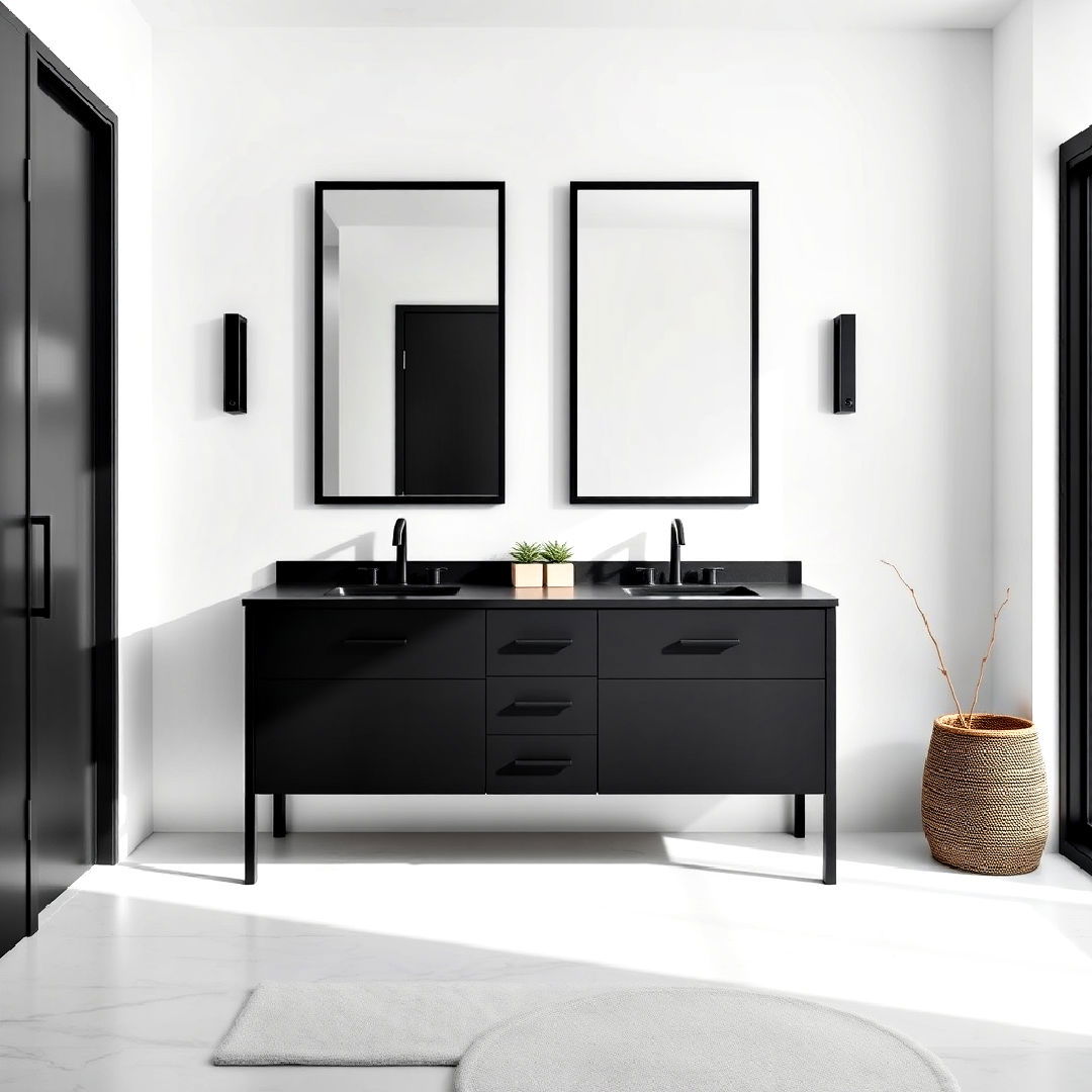 sleek minimalist black vanity