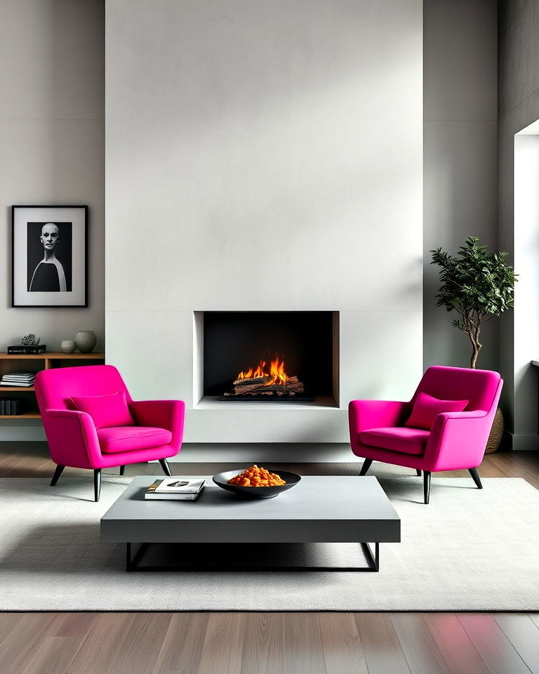 sleek minimalist concrete fireplace