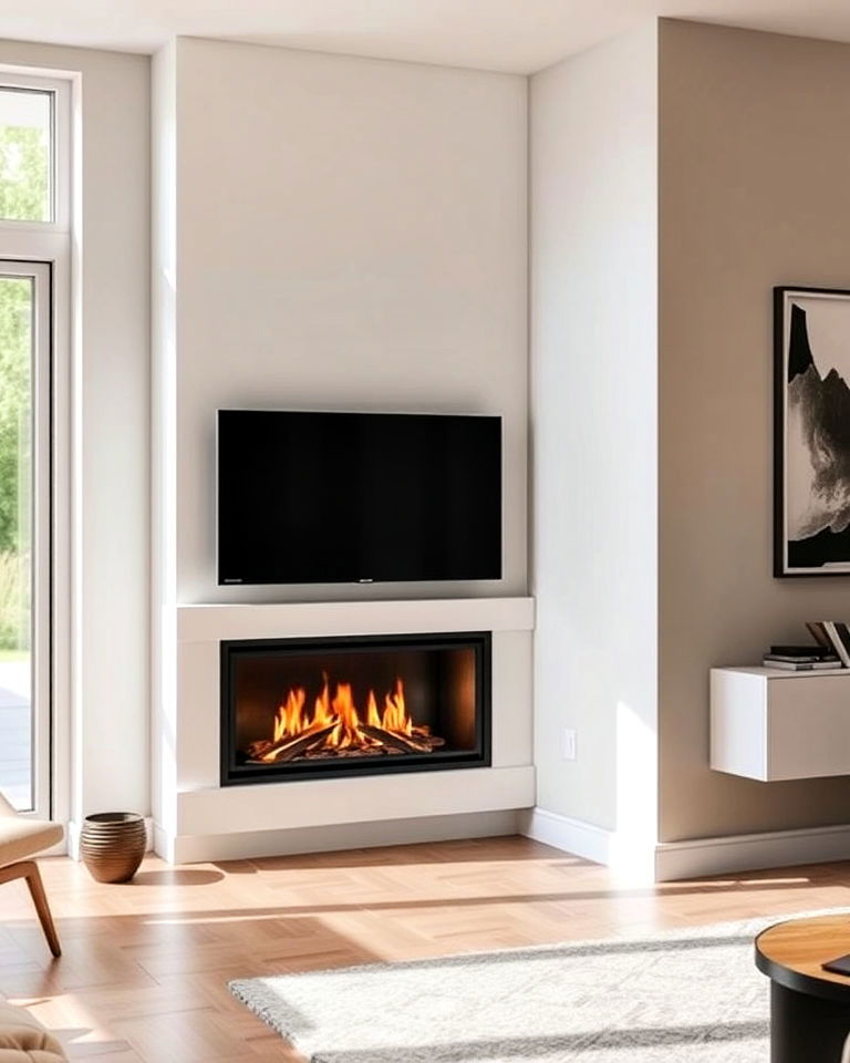 sleek modern fireplace