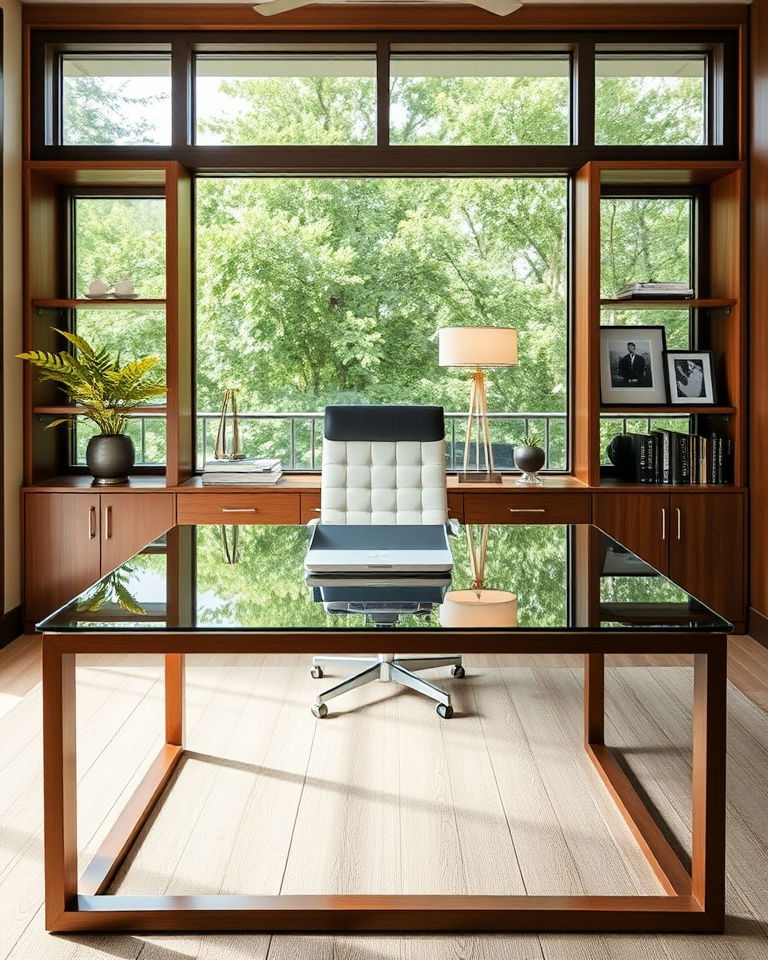 sleek modern glass desk surface