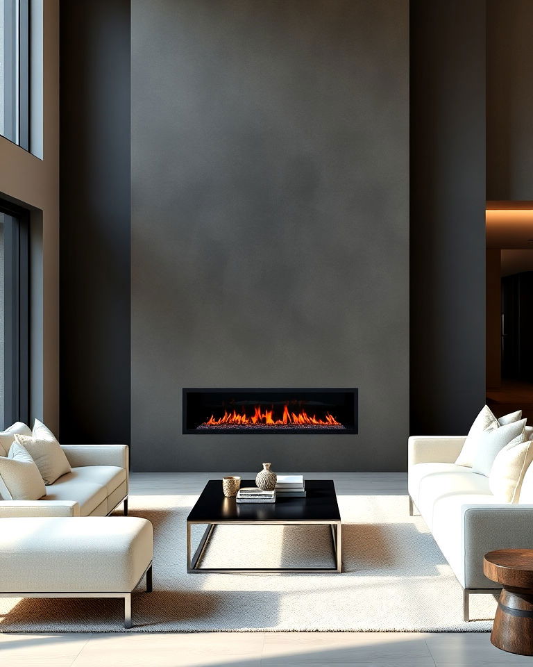 sleek modern linear gas fireplace