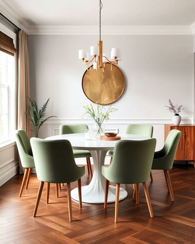 sleek sage green dining chairs