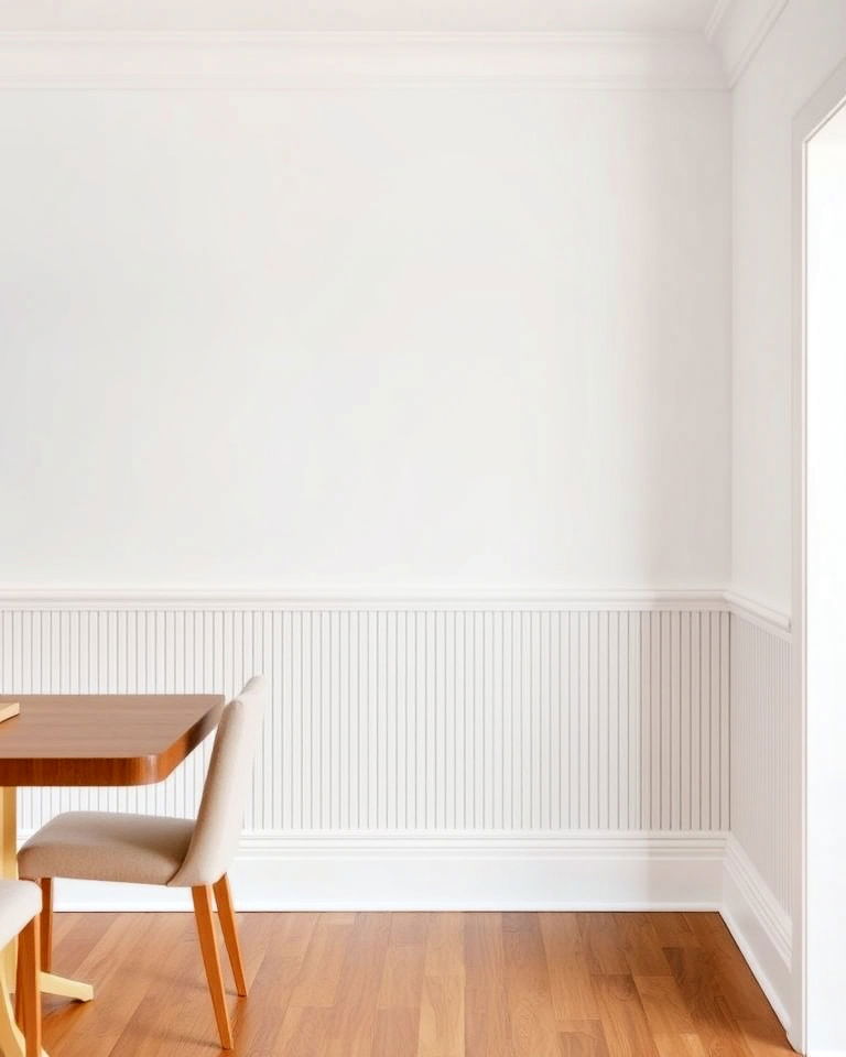sleek vertical slat wainscoting for a dining room