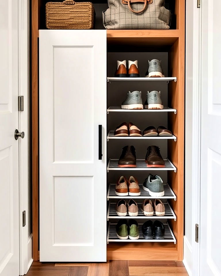 sliding shoe rack for entryway