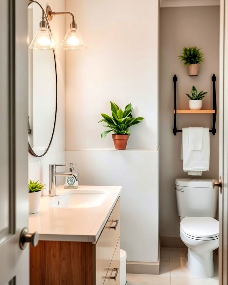 small plant for a natural accent in bathroom