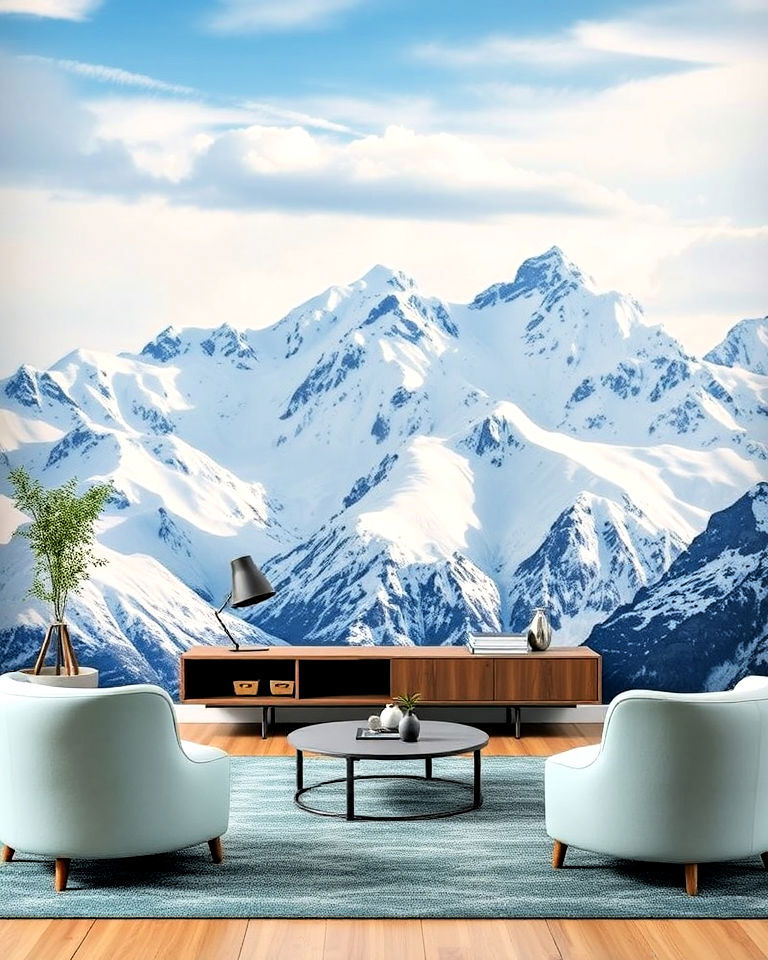 snow capped mountains mural