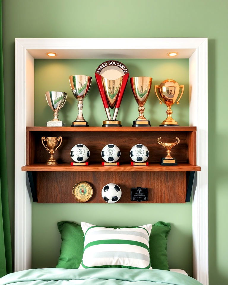 soccer trophy display shelf