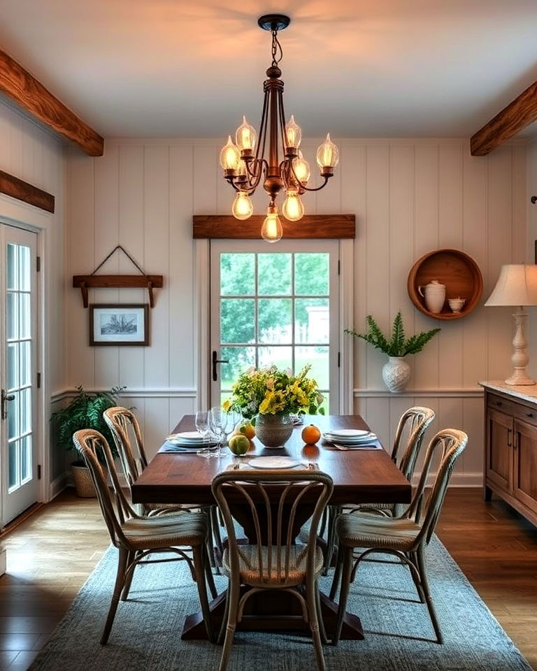 soft ambient lighting cottage dining room