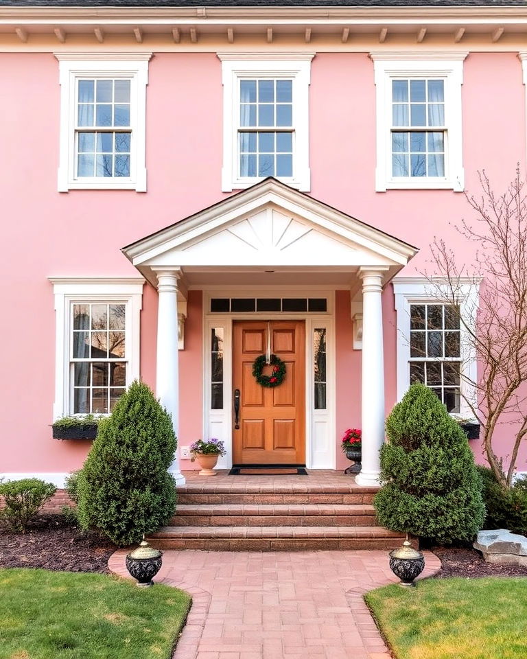 soft blush house exterior for subtle sophistication