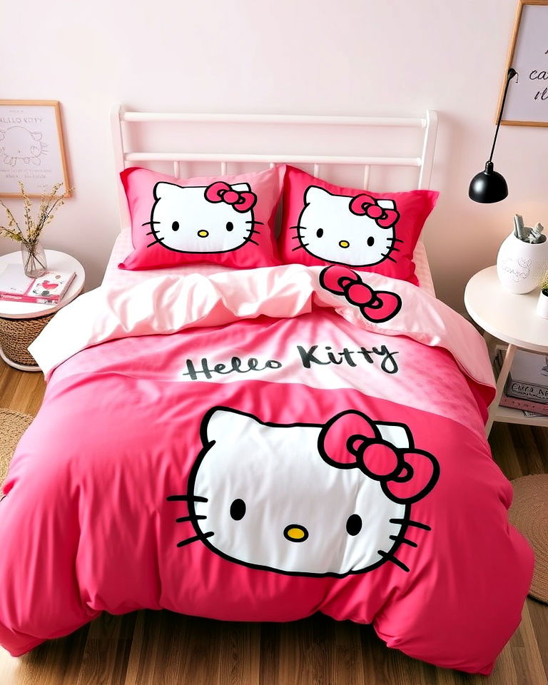 soft cozy hello kitty bedding set