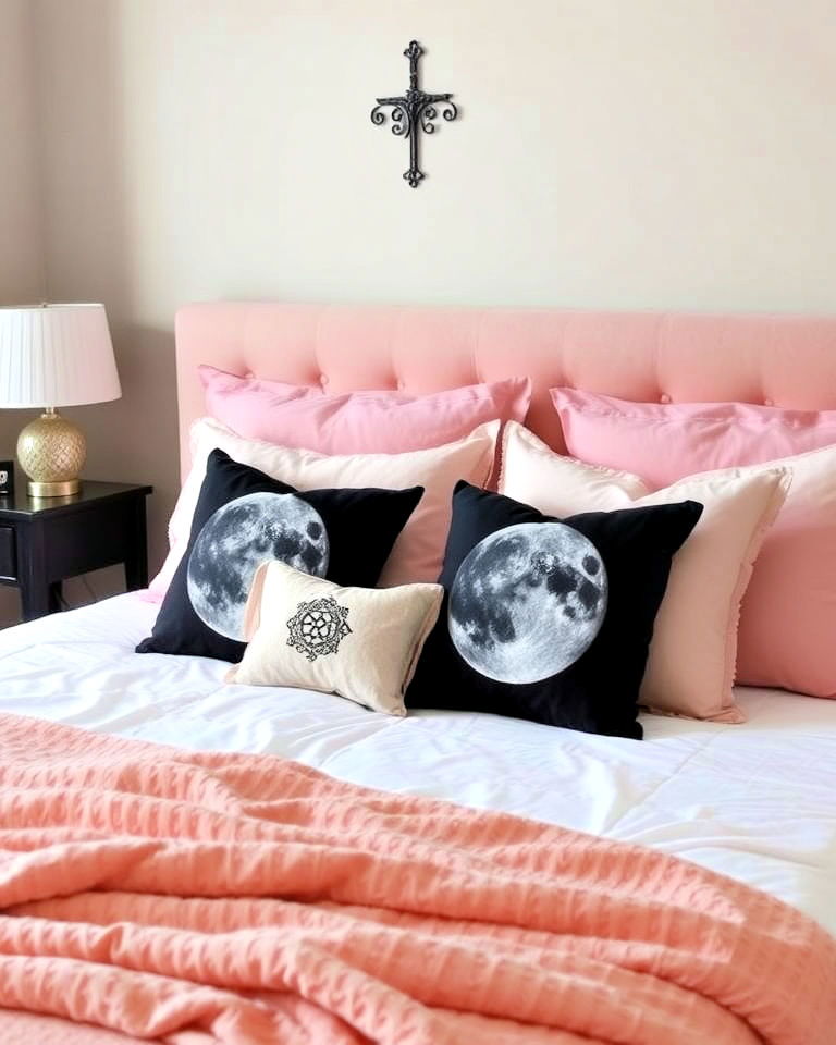soft gothic pillows with pastel prints