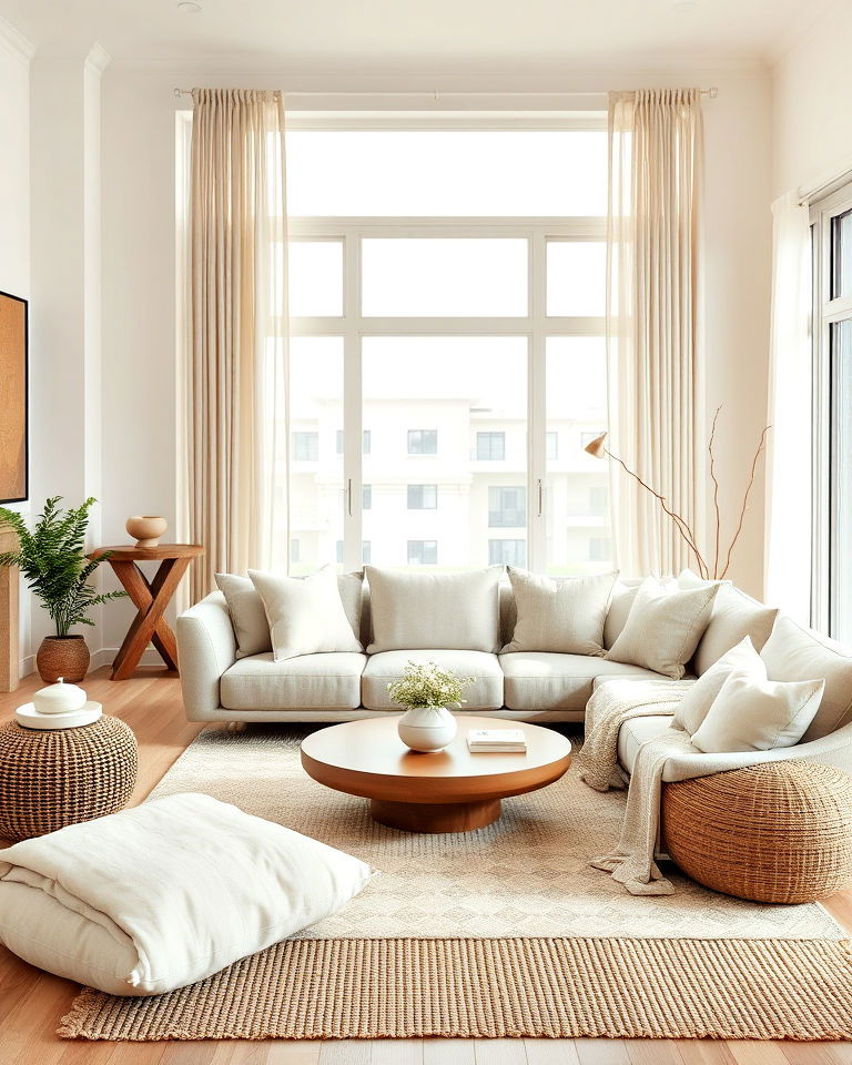 soft natural textures zen living room