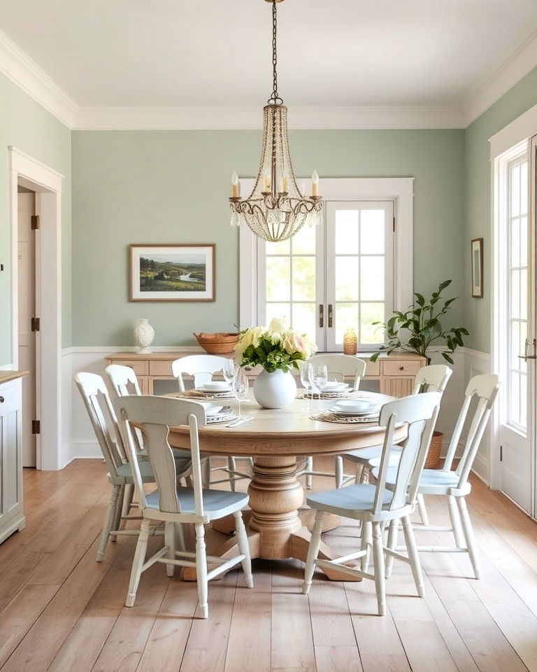 soft pastel color palette dining room