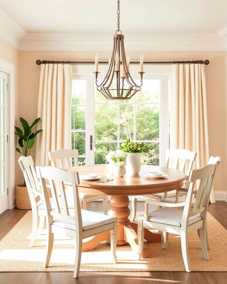 soft pastel color scheme dining room