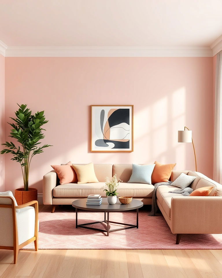 soft pastel walls living room