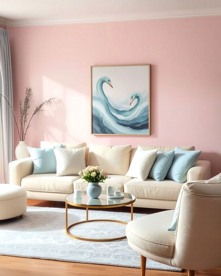 soft pastels cream couch living room