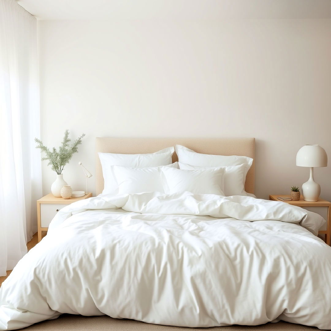 soft white bedding for cloud themed bedroom