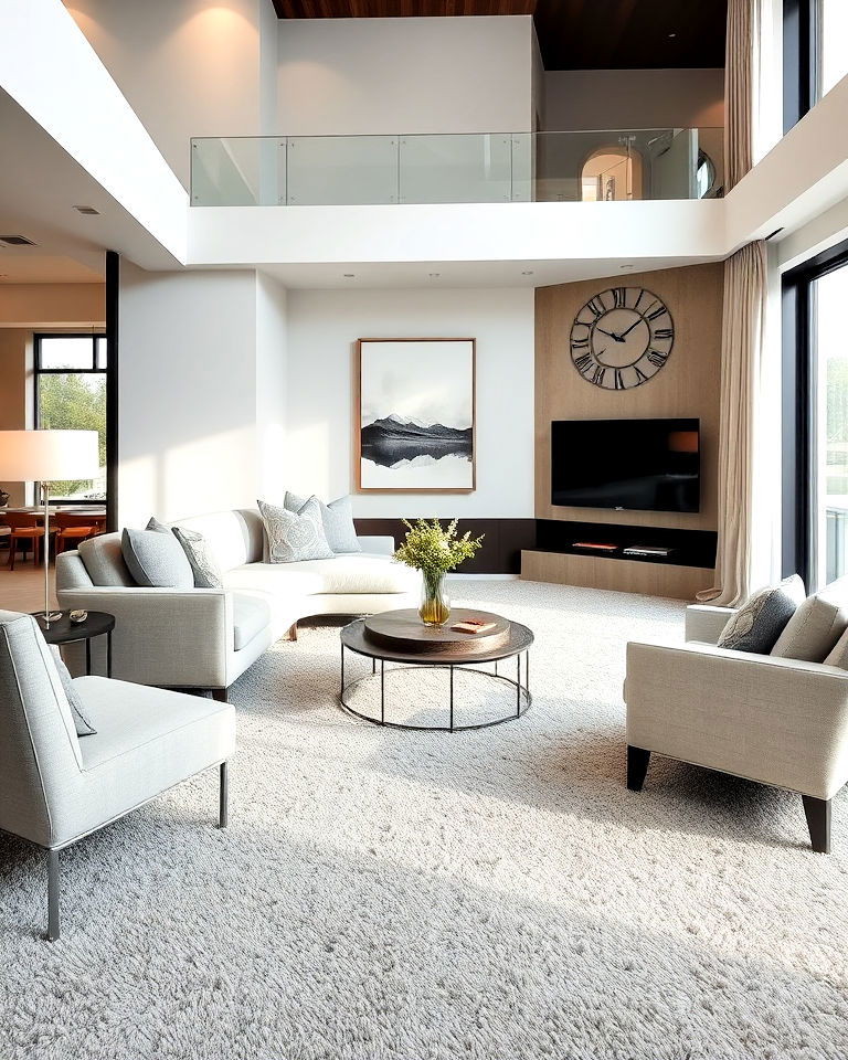 soften contemporary spaces with plush grey carpet